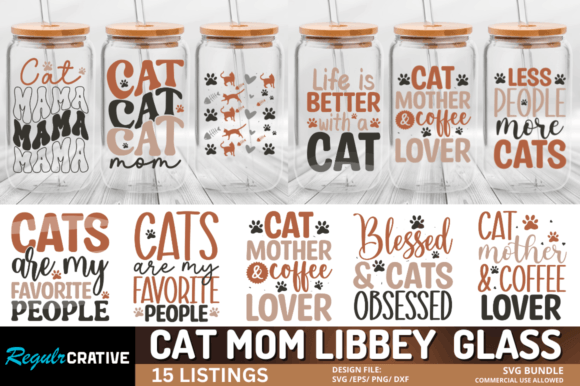 Cat Mom Libbey Glass SVG Bundle Review